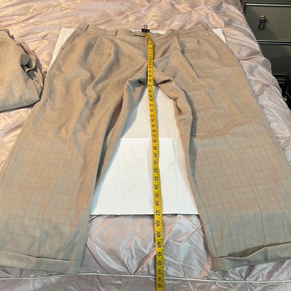 Zandello Tan Blue Stripes Mens Suit Jacket and Pants Tuxedo size 52R and 46R - Picture 16 of 17